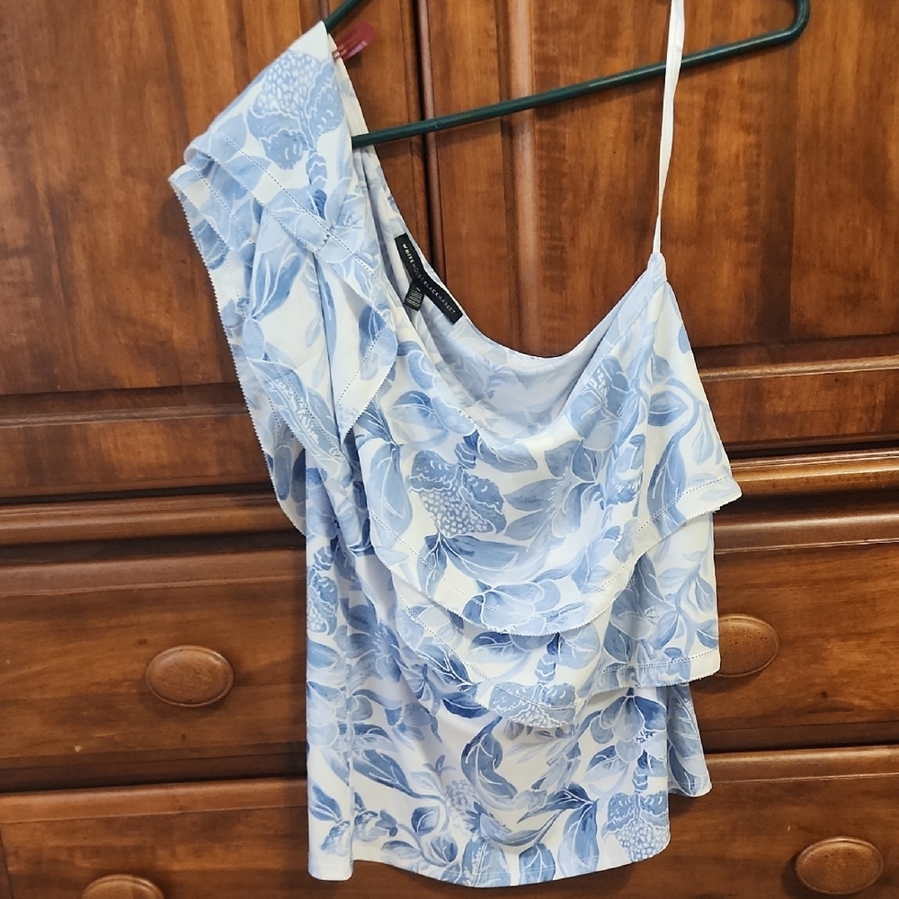 Floral Blue Ruffle Top